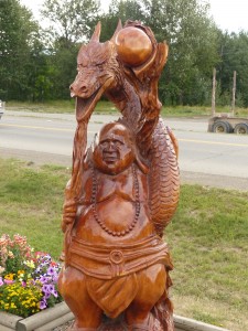 This fellow was carved out of one block of wood and stands on display in Chetwynd, British Columbia, along with other carvings.