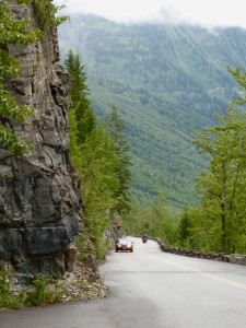 The Goring to the Sun Highway in Glacier National Park looks a lot like this much of the way - sheer cliffs on either side of the roadway. 