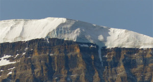 It's hard to imagine how much snow is stored on top of this mountain, but I was guessing it 300 feet deep or more.