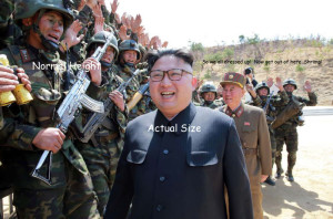 Kim Jong Un reviews his shortest troops somewhere in North Korea